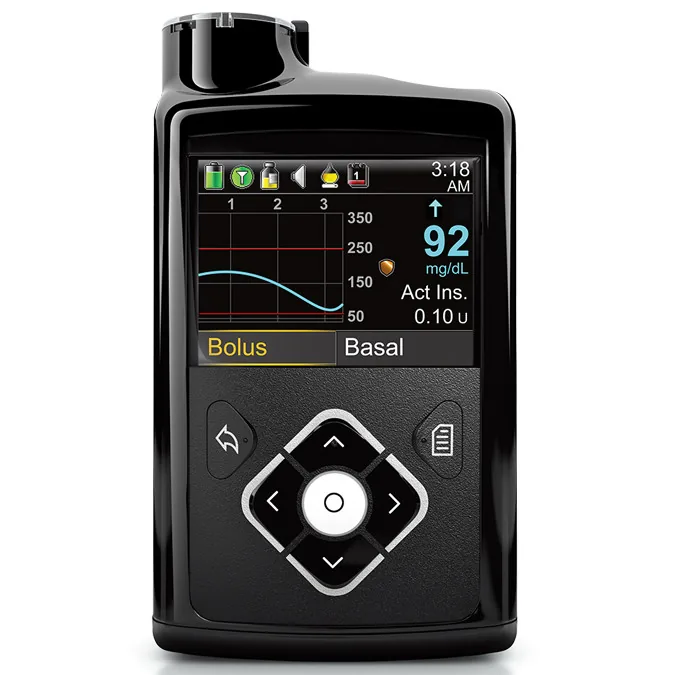 Insulinpumpe mit Anzeige von Glukosewert, Bolus und Basal